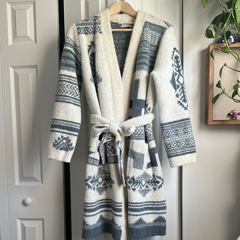 Barefoot Dreams Cozy Patterned Robe with Belt